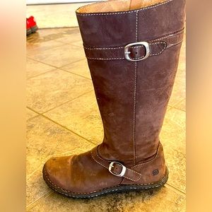 Brown leather boots